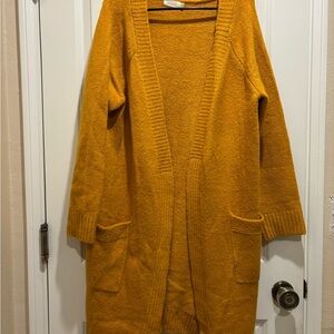 Roolee Mustard Yellow Open-Front Cardigan